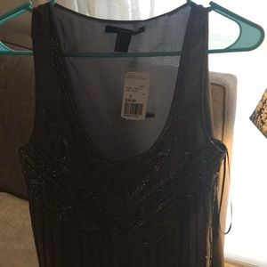 Beaded detailed charcoal dress
